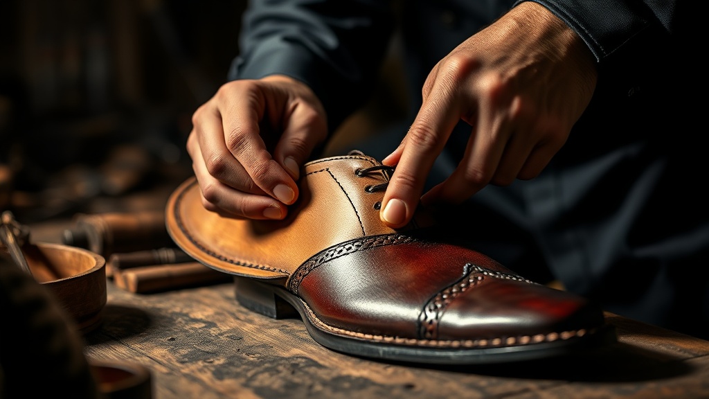 Artesano elaborando calzado