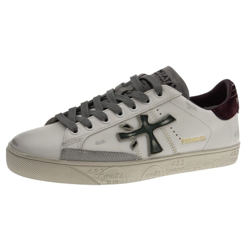 Zapatillas Premiata Steven de hombre en blanco y burdeos - foto 3