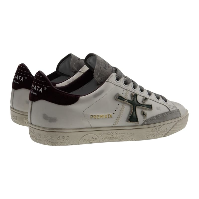 Zapatillas Premiata Steven de hombre en blanco y burdeos - foto 4