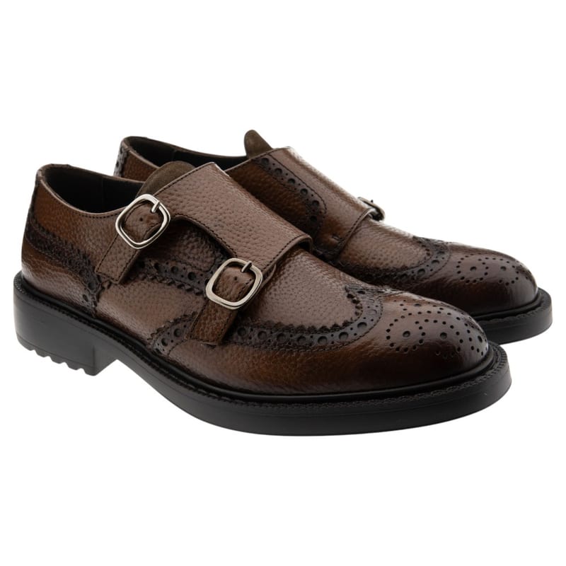 Zapatos de doble hebilla Calce de hombre en coñac