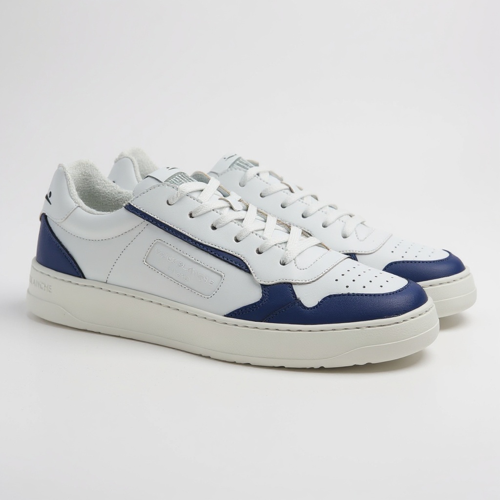 Detalle técnico de las zapatillas deportivas VOILE BLANCHE az/bl, mostrando materiales, costuras y suela.