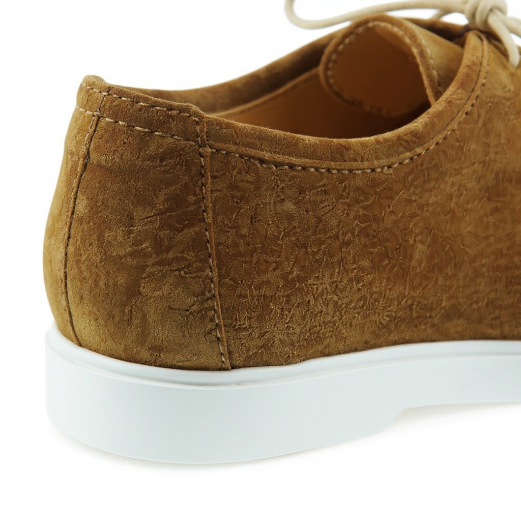 Detalle de los materiales premium y la construcción artesanal del zapato CALCE wallaby taupe.