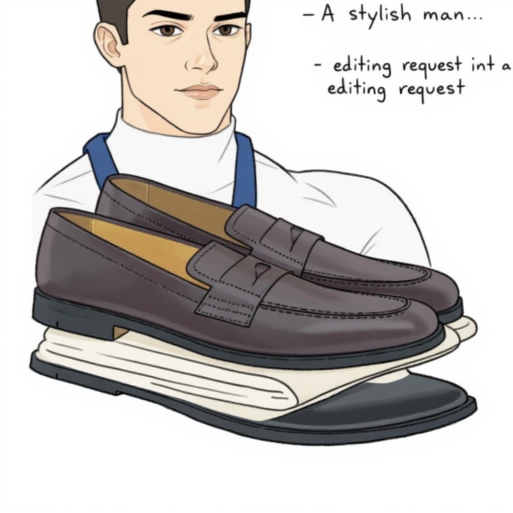 Hombre con mocasines PREMIATA marrones sin calcetines, pantalones de lino y polo en una terraza con vistas al mar.