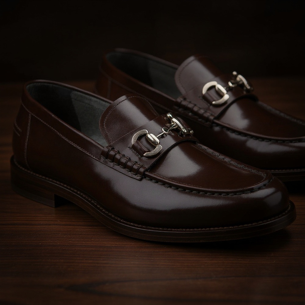 Detalle de los mocasines de cuero CALCE, mostrando la piel con acabado 'ANTIC', las costuras y la suela de cuero.