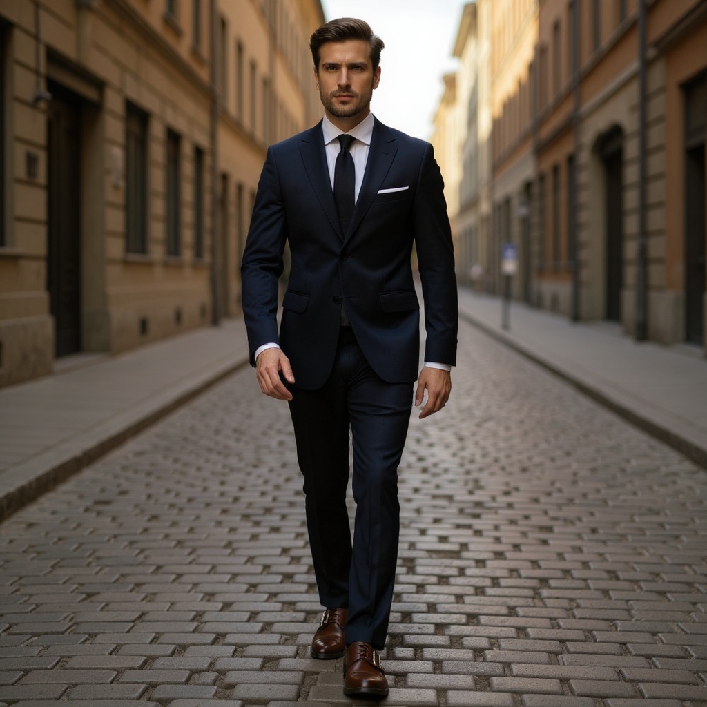 Hombre elegante luciendo zapatos doble hebilla marrones CALCE en un entorno urbano.