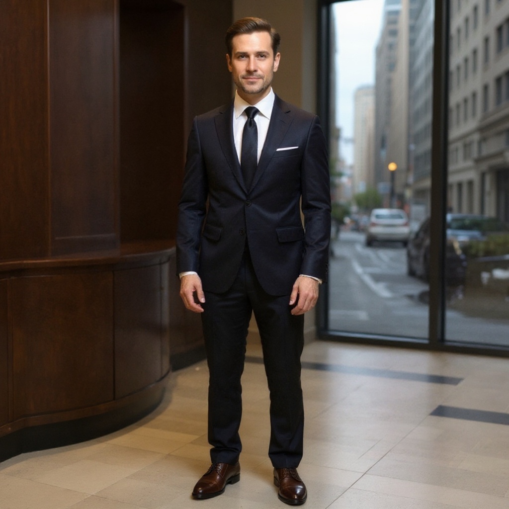 Un hombre elegante con traje oscuro y zapatos PERTINI de doble hebilla en cuero, caminando con confianza en un entorno urbano sofisticado.