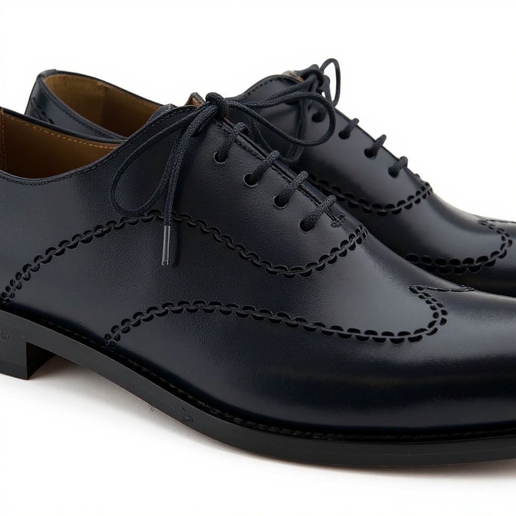 Primer plano de zapato blucher CALCE azul mostrando textura de la piel y suela SPAY.