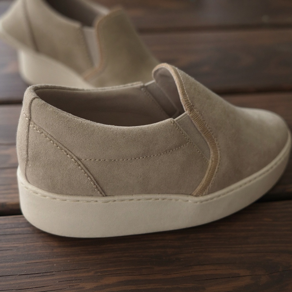 Primer plano de un pisacacas FRAU taupe de nubuck, mostrando la textura del material y los detalles de costura.