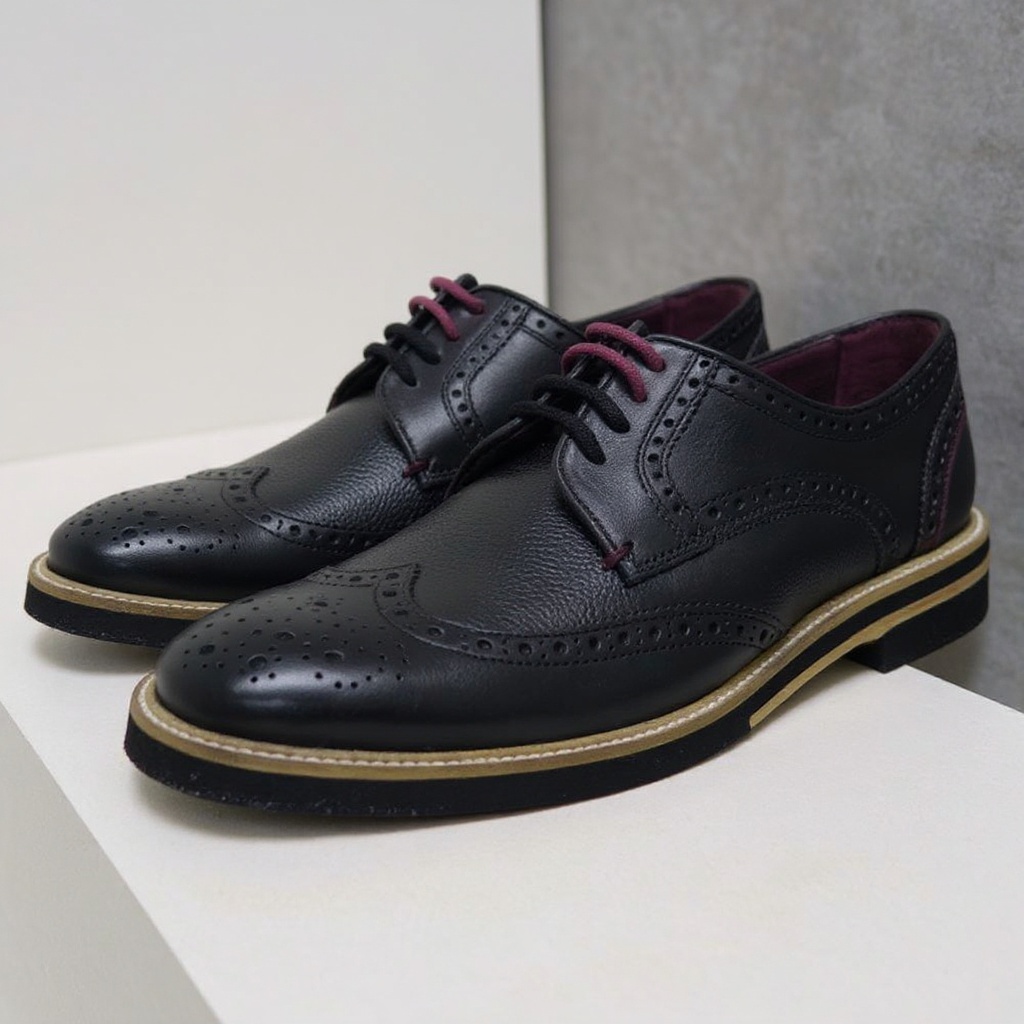 Primer plano de los zapatos blucher negros TED BAKER, destacando la piel de alta calidad y la suela de EVA.