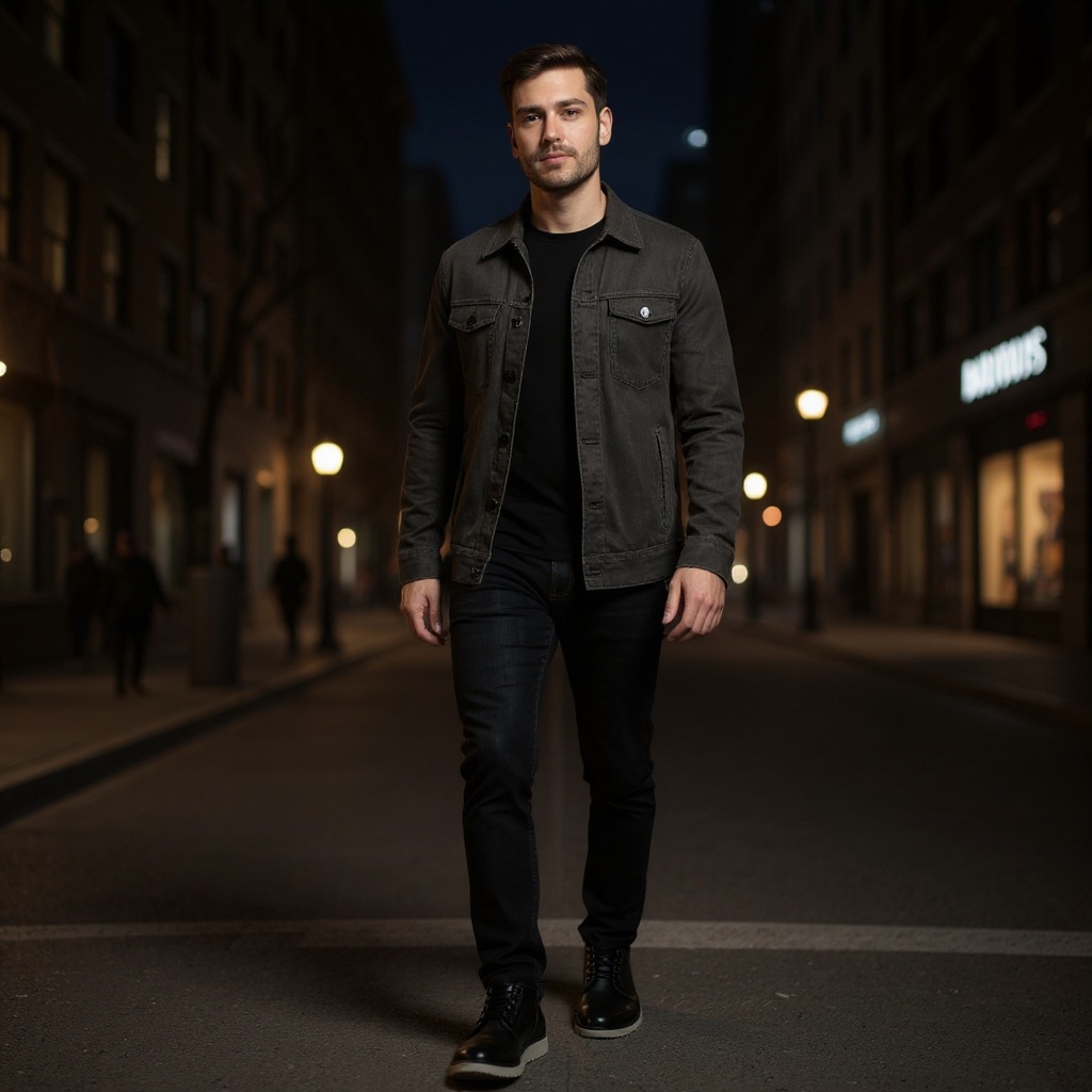 Hombre con botines UGG negros caminando por una calle urbana, mostrando un estilo elegante y moderno.